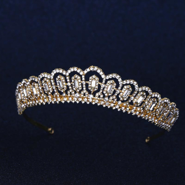 Gold-color CLEAR AUSTRIAN RHIESTONE CRYSTAL HAIR TIARA CROWN BRIDAL WEDDING PARTY Hairwear S926