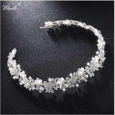 Miallo Luxury Clear Crystal Bridal Hair Vine Pearls Wedding Hair Jewelry Accessories Headpiece Women Crowns Pageant HS-J4506