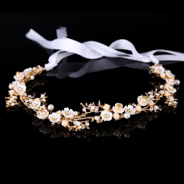 Fashion Flower Headbands Crystal 2018 Bridal Headpieces Pearl Wedding Hair Accessories for Women Coroa De Princesa Accessori Capelli