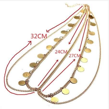 Classic Mutilayer Gold Hair Jewelry Round Sequins Head Chain Fashion Head Jewelry For Women T023