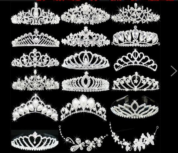 Shining Beaded Crystals Wedding Crowns 2016 Bridal Crystal Veil Tiara Crown Headband Hair Accessories Party Wedding Tiara Hot HT99