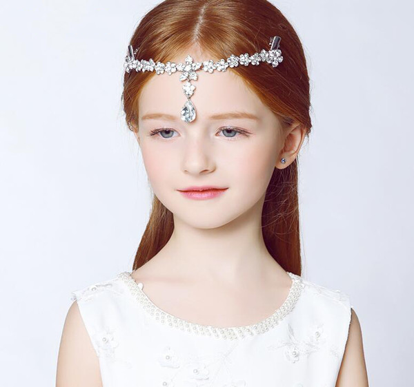 Clear Crystal Princess forehead chain between the brows Headbands hair band children Hair Accessories Wedding Kids Jewelry 2017