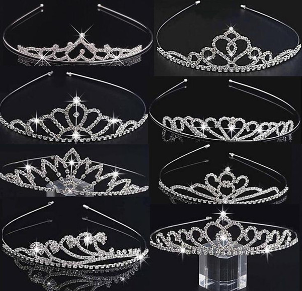 8 New Styles Kids Girls Glitter Crystal Rhinestone Twinkle Princess Crown Tiara Headband Hair band FLower Girl Wedding Birthday Prom