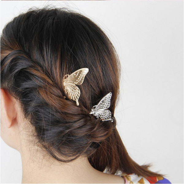 Hair Jewelry Fashion Women Exquisite Brief Gold/Silver Plated Alloy Butterfly Wedding Hair Combs Wholesale Free Shipping SHR398