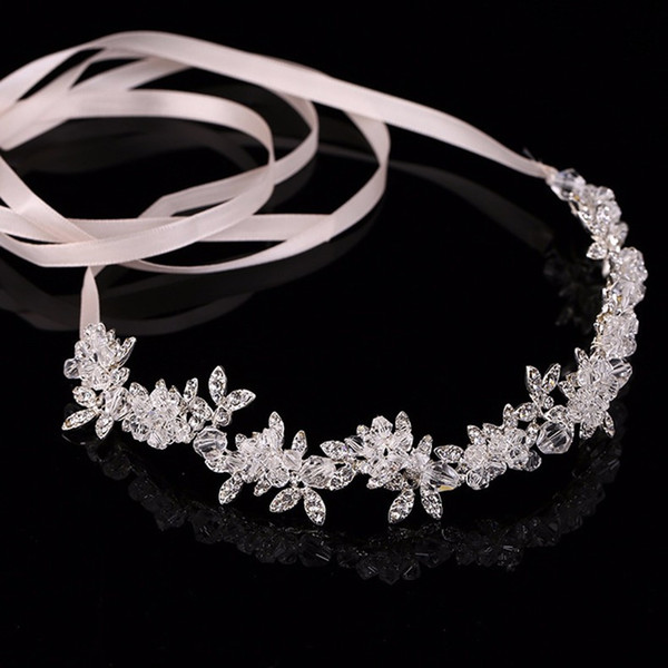 Transparent Crystal tiaras headband bridal wedding flower headdress noble hair ornament hair Jewelry Rhinestone Hair Band for women