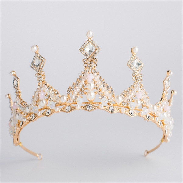 Vintage Baroque Queen King Bride Tiara Crown for Women Headdress Prom Bridal Wedding Tiaras and Crowns Hair Jewelry Accessories