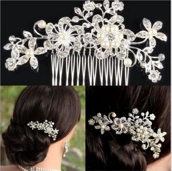 2016 new wedding bridal hair comb Wedding Hair Jewelries Regular Wave Style comb hairs clips Flowers Beads Bride Hair Pearl Pins Comb