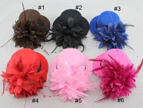 women bride fascinator mini top hat cap wedding ribbon gauze lace feather flower hats party hair clips caps millinery hair jewelry xmas gift