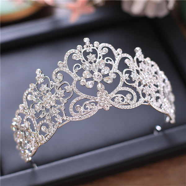 Silver Rhinestone Wedding Crowns Princess Queen Wedding Tiaras Royal Bridal Crowns Wedding Headband Bridal Hair Accessories Quinceanera Prom