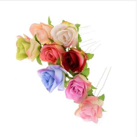 Real Promotion Plant Wholesale 8 Colours Rose Flower Women Wedding Bridal Girls Hair Accessories Pins Clips Grip Jewelry