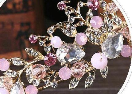 Luxury Bride Crystal Crown Princess Rhinestones Crown Headdress Gold Bride Pearl Crown Tiara Baroque Hair Hoop Wedding Jewelry GIFT