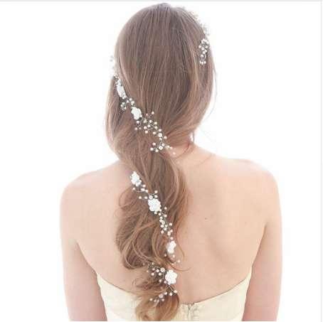 120cm Bridal hair accessories handmade Flower wedding Accessories Long Hair Vine Headband Bridesmaids Hair jewelry for women