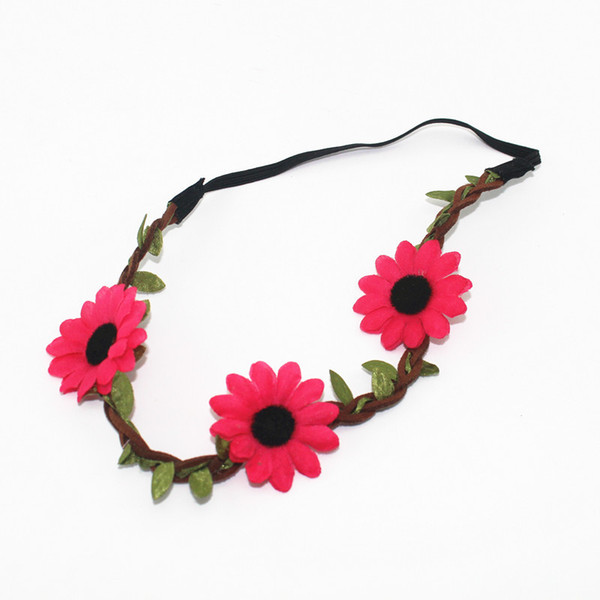 DHL Free Shipping Bohemian Style Travel garland sunflower hair band accessories Elastic hair band Wedding Hair Jewelry