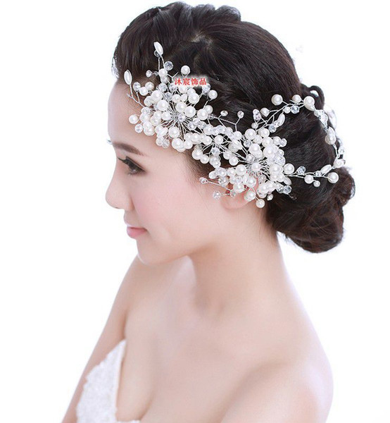 Low price elegant Wedding Bridal Jewelry crystal flower lace headpiece floral headdress hair accessories hairband headband