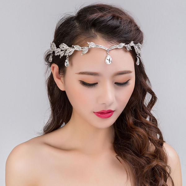 New 2017 Handmade Forehead Jewelry Wedding Headpiece Tiara Bridal Headband Crystal Rhinestone Hair Accessories Vintage Women Hairbands