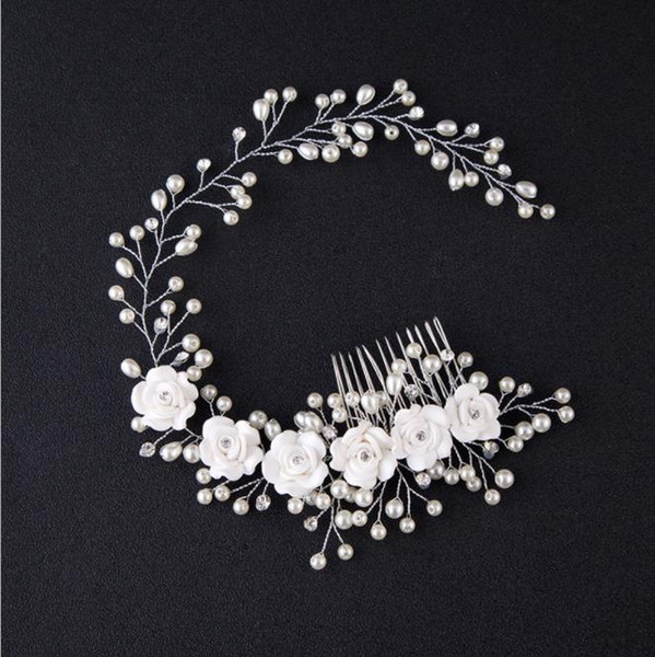 Korean version of bride, handmade pearl flower, hair photo studio and makeup bride wedding accessories Headband