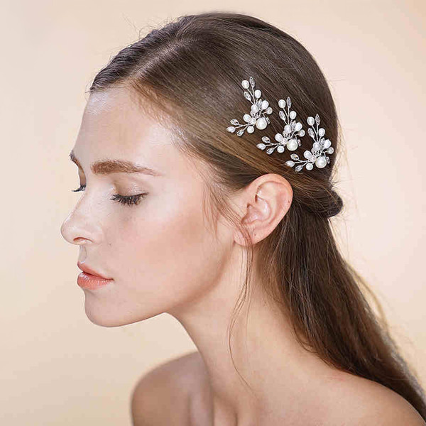 Pearls Handmade Bridal Headband 2019 Newly Hair Pins Hair Sticks Simple Wedding Accessories 3 Pieces /Lot mariage accessoire