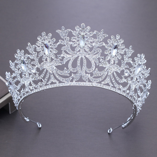 Crystal New Silver Atmosphere Crown European Bridal Wedding Dress Crown Artificial Crystal Elegant Hair Accessories Headwear