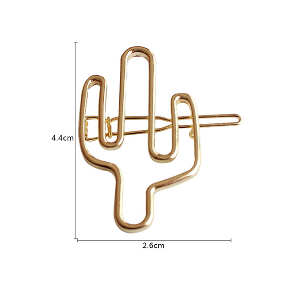 10pcs/lot fashion accessories gold tone metal hollow out cactus barrettes hairclip hair pin clip Clamp Ornaments