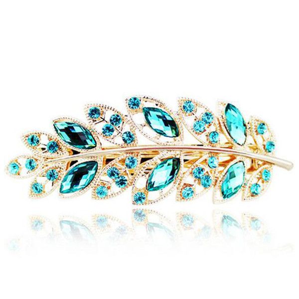 Crystal Tree Leaf Rhinestone Hair Clip Barrette Hairpin Headwear Accessories Jewelry For Woman Girls Wedding