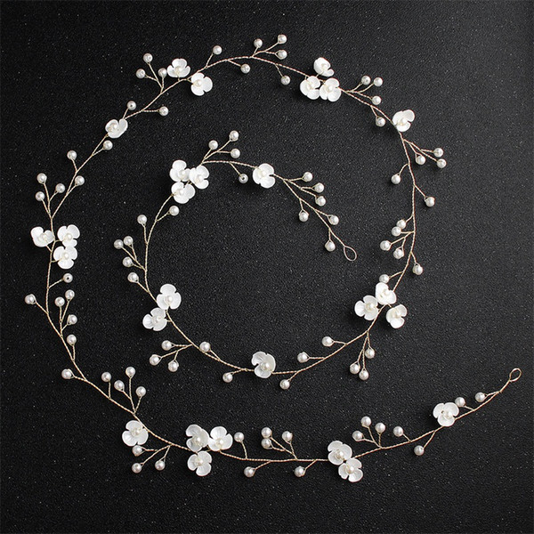 Women Rhinestone Wedding Headband Fashion Bridal Floral Pearl Hair Jewellery Hair Band 1 Meter Handmade High Quality Hair Accessories