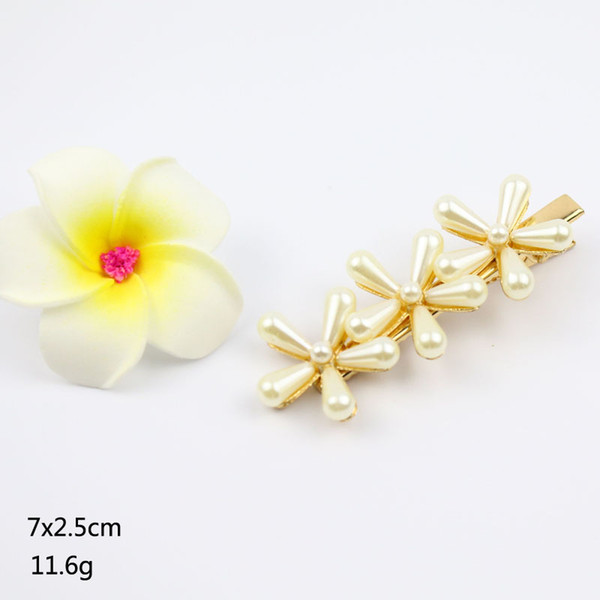 flower pearl hair clip big barratte bridal shiny hair accessoreis korean fashion hair pins hand made factory costume jewellery