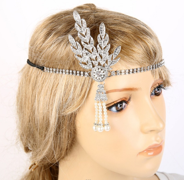 Wholesale fashion long bride handmade pearl hair headdress wedding dress accessories hair band for bride accessories