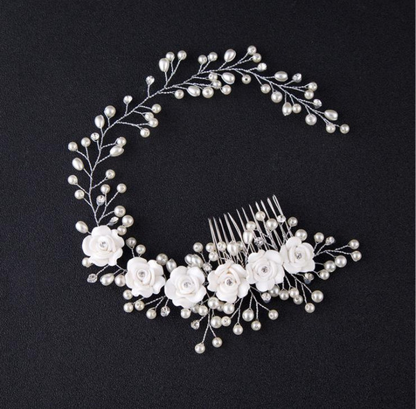 Bride, handmade pearl flower, hair photo studio, makeup bride, wedding accessories, headband.