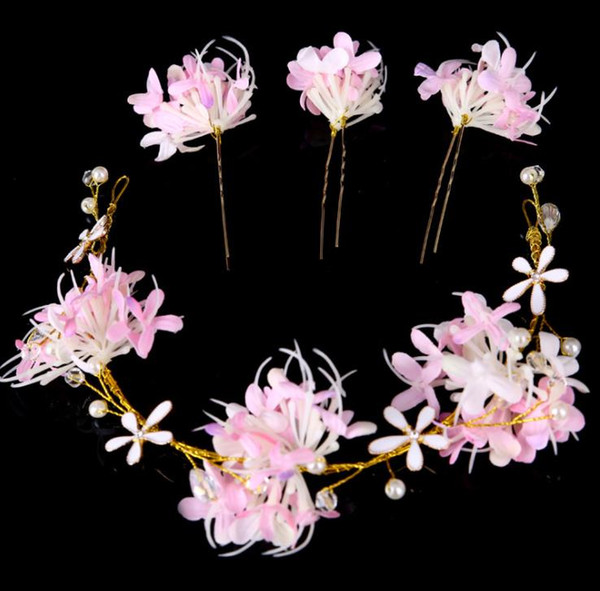 Bridal handmade flower headwear, Hua Xianzi hair, hairpin, wedding dress, accessories set, bridal ornaments.