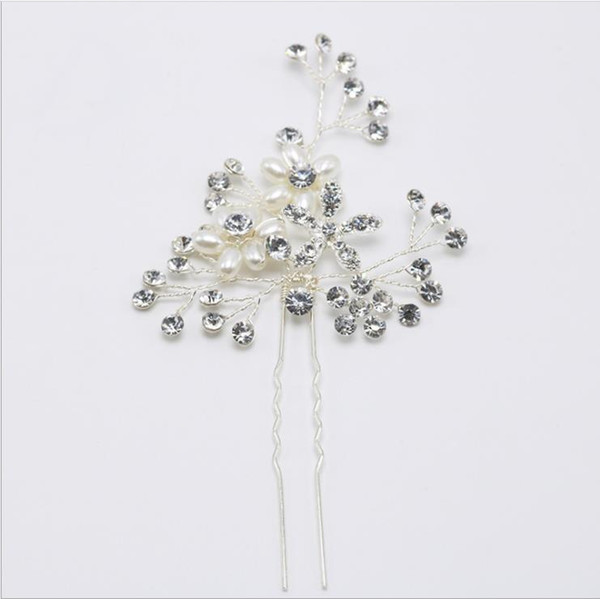 Diamond hairpin hairpin accessories, Silver Pearl Wedding dress accessories, bridal ornaments