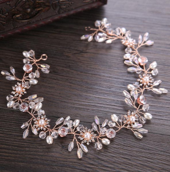 Crystal headwear, rose gold, bridal flower, wedding dress, wedding dress, accessories, bridal ornaments.