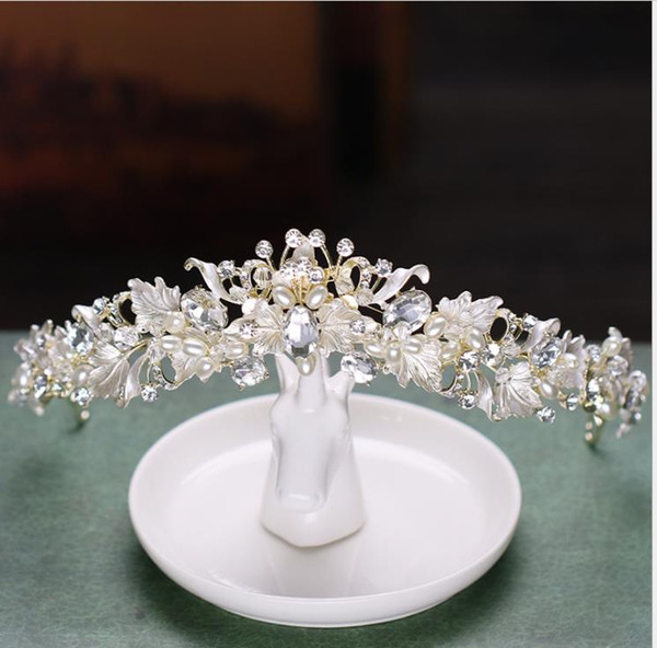 Handmade crown gold silver alloy drill crown Wedding Bridal headwear