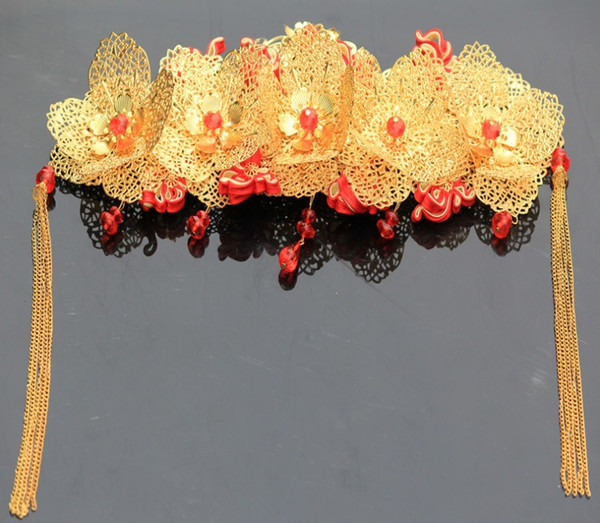 Chinese style retro phoenix coronet color plating bridal accessories