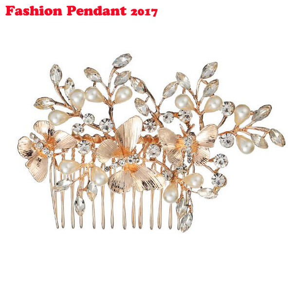 Flower Crystal Wedding Hair Jewelry Accessories Fashion Hair Combs Bridesmaids Tiara Hair Clip For Women Headwear