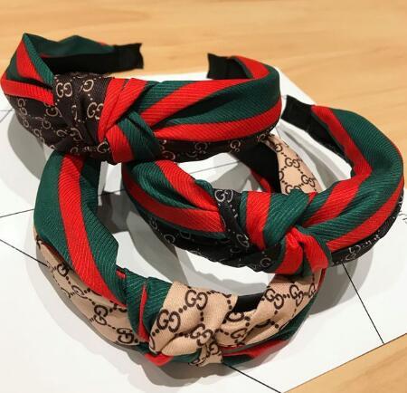 Luxury Letters Hair Bands Twist Knot Bowknot Rabbit Ear Headband Red Green Stripe Headwrap For Women Girl Party Jewelry Gift Headdress