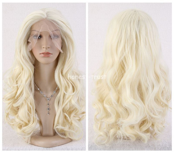 100% Brand New High Quality Fashion Picture full lace wigs>>Women Long Curly Wavy Blonde Heat Resistant Synthetic lace front Cosplay wig