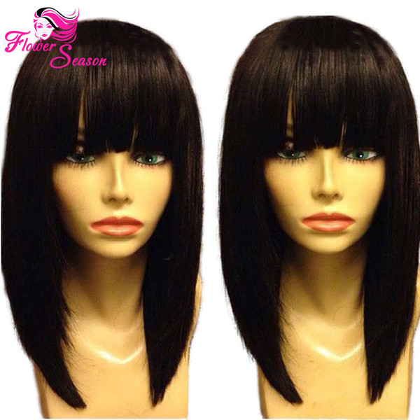 100% Brand New High Quality Fashion Picture full lace wigs>>10A Best Grade 8-14inch Straight Bob Full Lace Wig/Lace Front Wig With Baby Hair