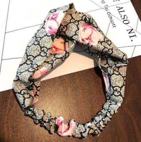 High Quality Fabric Letters g Elastic Hair Bands Flower Pattern Head Bands Twist Knot Cross Headwear For Women Girl Headdress Jewelry