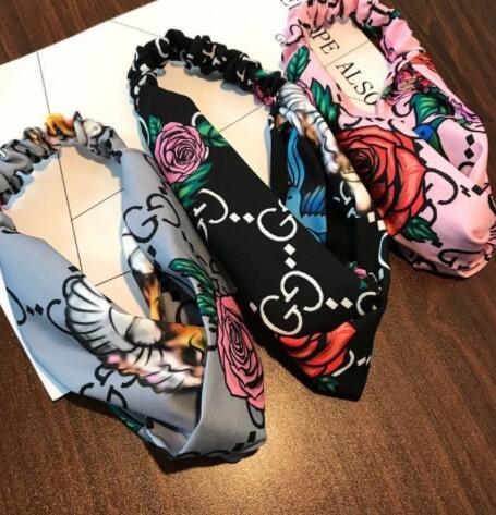 Fashion Letters g Elastic Hair Bands Rose Flower Pattern Headbands Twist Knot Corss Headwear For Women Girl Fashion Headdress Jewelry