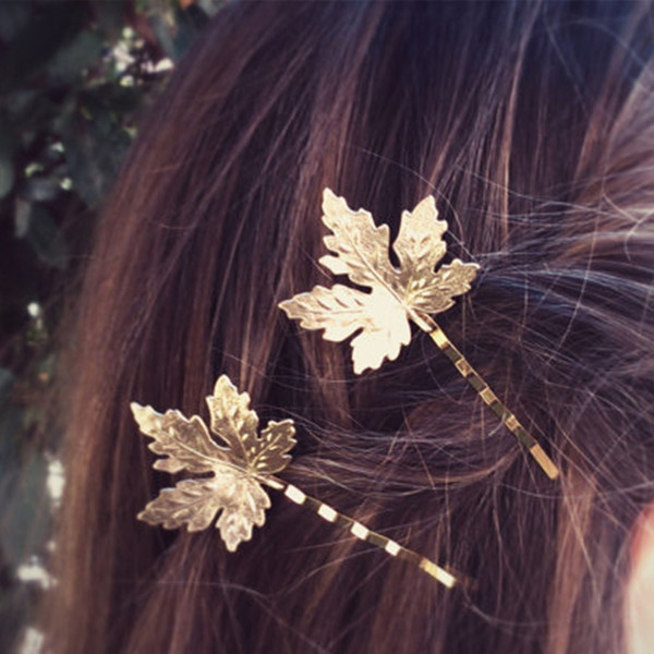 2018 Limited Hot Sale Middle Eastern Women's Party Plant Simple Retro Maple Leaves And Alloy Electroplating Lady All-match Headdress Hairpin