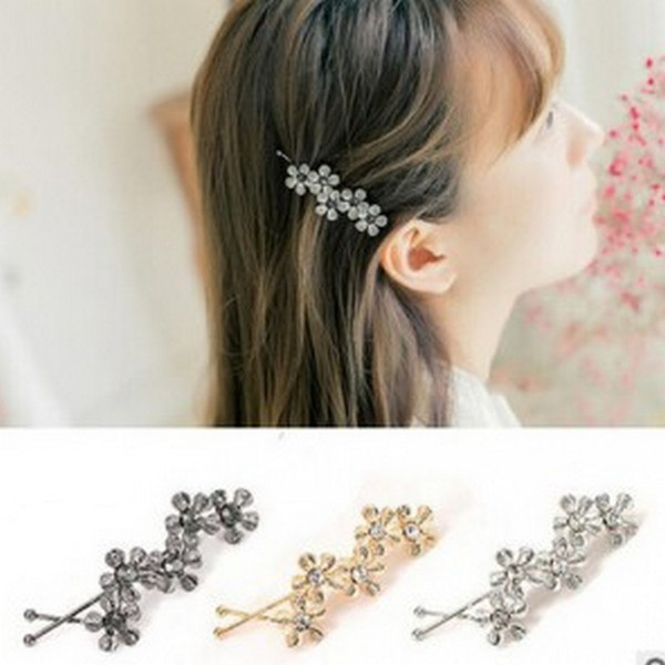 2018 Hot Sale Promotion Silver Middle Eastern Party Sweet Metallic Flower Leaves Hair Bangs Side Clamping Chuck. The Word Folder Retro Twist