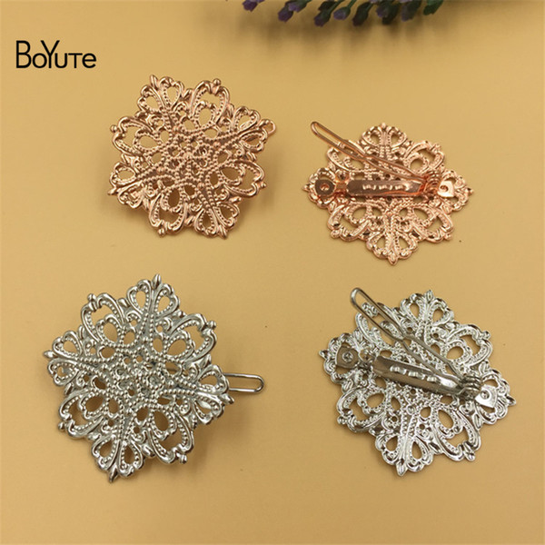 BoYuTe 10Pcs 42MM Filigree Flower Hair Clips Pins 6 Colors Plated Vintage Women Hair Decoration Accesories