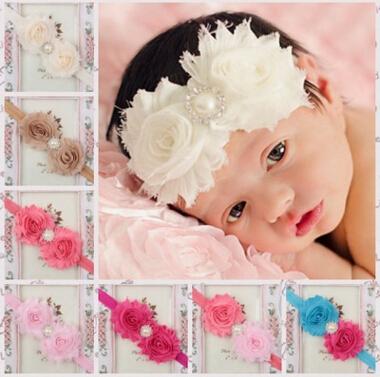 28 Color 2018 New Baby Flower Pearl Hair Accessories Baby Hair bands Baby Kids Children Cute Ribbon Headdress