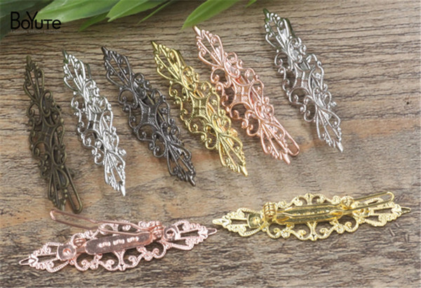 BoYuTe 10Pcs 15*57MM Filigree Flower Hair Clips Pins 6 Colors Plated Vintage Women Head Jewelry Accesories