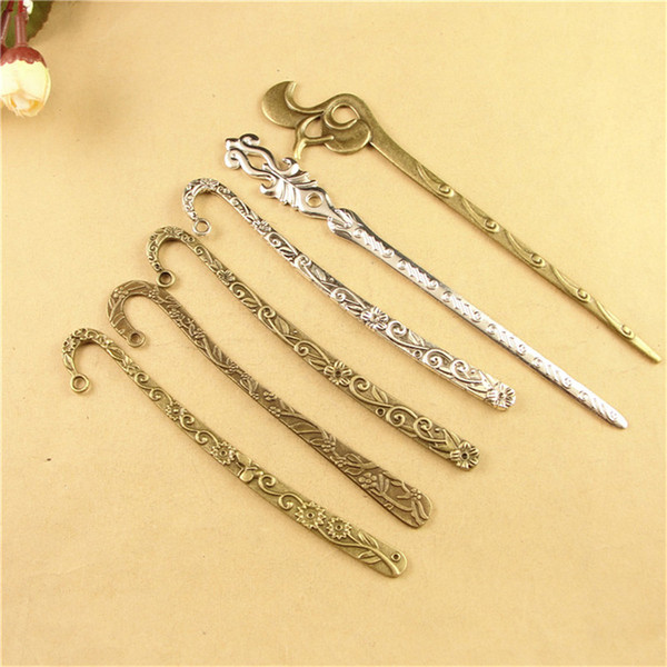 BOYUTE 10Pcs Vintage Hair Stick Metal Alloy Antique Bronze/Silver Plated Hair Jewelry for Women YW0004