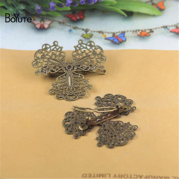 BoYuTe 10Pcs 49MM Filigree Flower Hairpin Antique Bronze Plated Vintage Women Hair Jewelry DIY Jewelry & Accessories