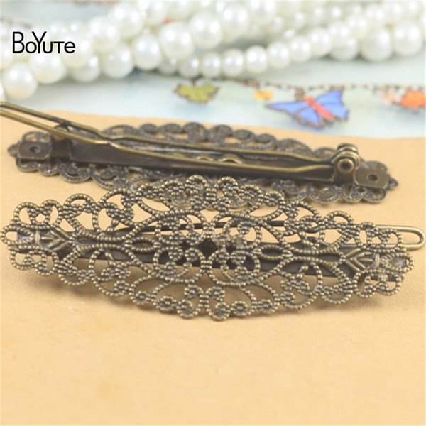 BoYuTe 10Pcs 49MM Filigree Flower Hair Clips Pins Vintage Antique Bronze Plated Women Hair Jewelry Accessories