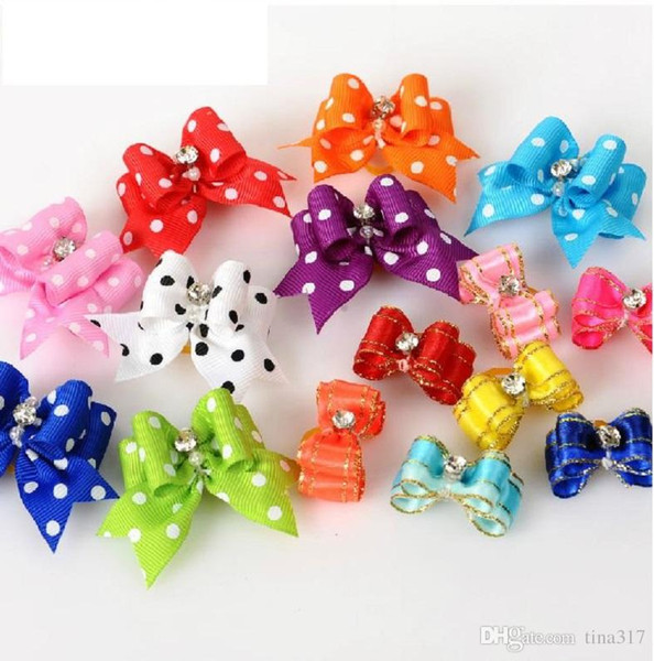 Wholesale - Special Sales!! Handmade Fashion dog bows Grooming dog Hair Accessories Pet hair bows For Puppy Gifts Hair Rubber Bands 0595