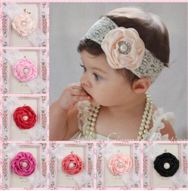 Fashion Infant Flower Pearl Headbands Girl Lace Headwear Kids Baby Photography Props NewBorn Bow Hair Accessories Baby Hair bands