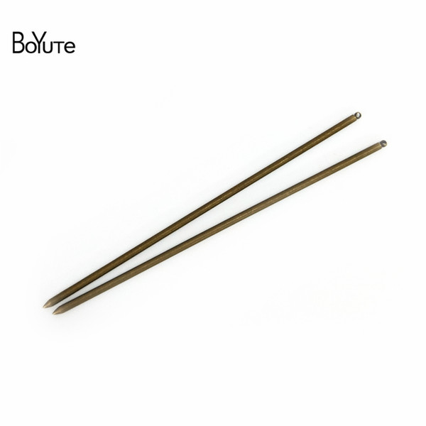 BoYuTe 10 Pieces 3*130MM Metal Hair Stick with One Loop 7 Colors Plated Brass Material Hair Jewelry